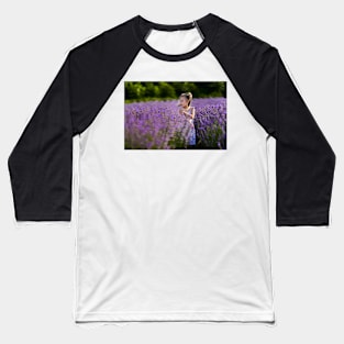 Beautiful little girl in a lavender field Baseball T-Shirt